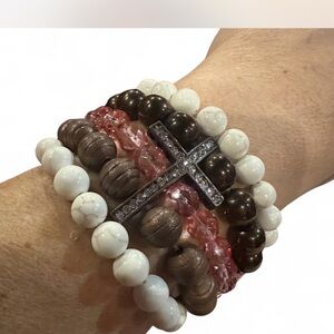 beaded bracelet rhinestone Cross details key charm BYOP #bringyouownpraise